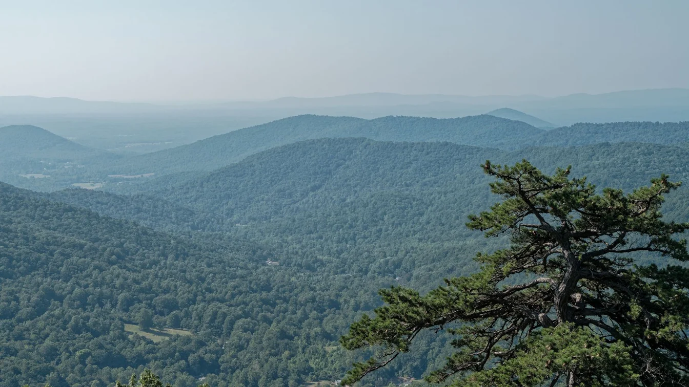 Green mountain ridges in Shenandoah National Park, Virginia